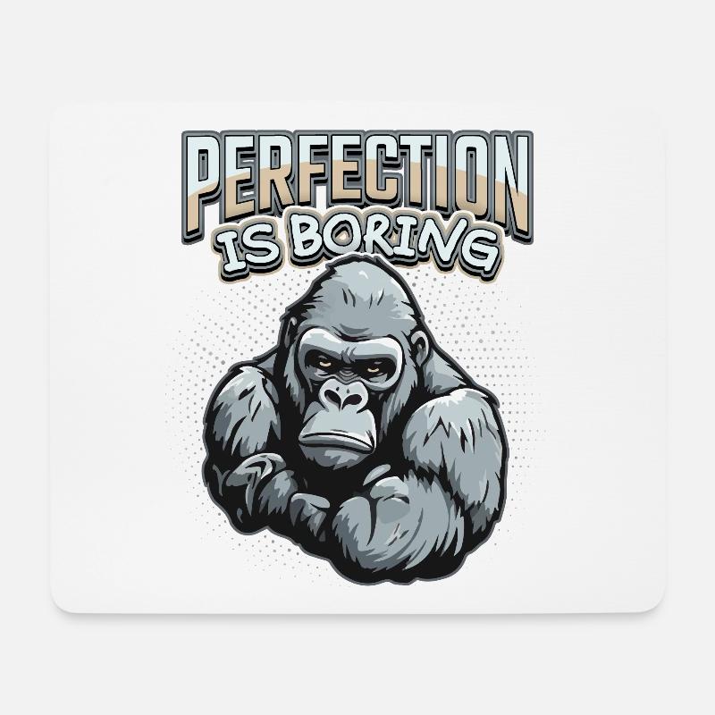 Lustiger Gorilla Affe Spruch, Comic - Mousepad (Querformat) - Weiß