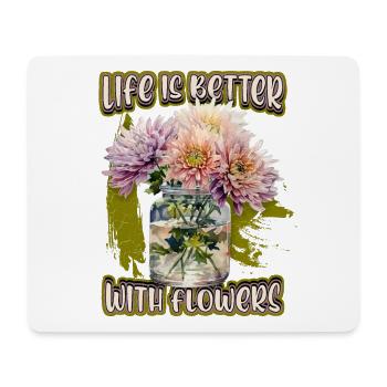 Chrysanthemum, Vintage Botanical Flowers in Jar - Mouse Pad (horizontal) - white - Front