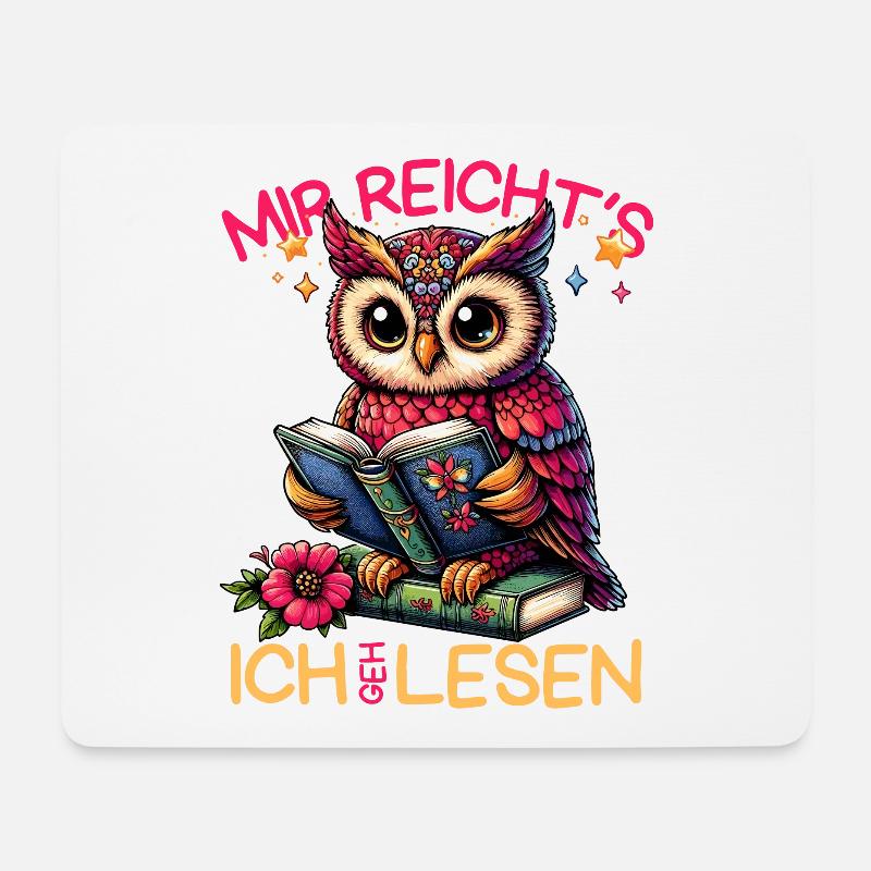 Buch Bücher Eule Uhu Eulen Literatur Lesen lustig - Mousepad (Querformat) - Weiß