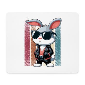 Lapin de Pâques Lapin Pâques Lunettes De Soleil Veste En Cuir Cool - Tapis de souris (format paysage) - blanc - Devant