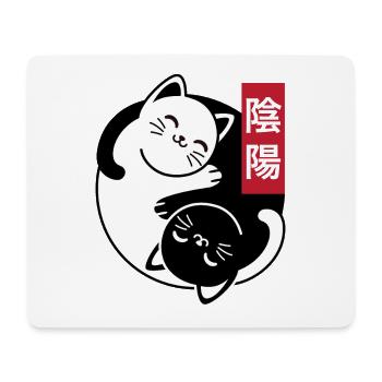 Chats Yin et Yang - Tapis de souris (format paysage) - blanc - Devant