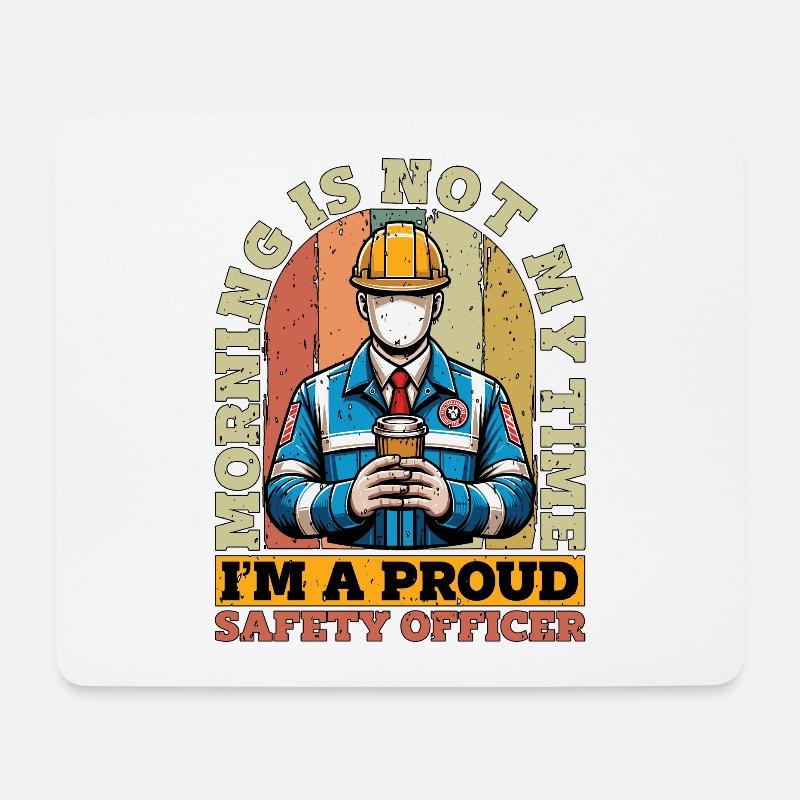 Safety Officer Morning Is Not My Time Security - Mousepad (Querformat) - Weiß