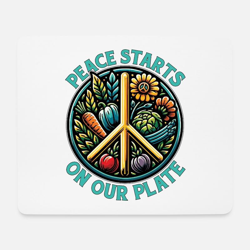 Vegetarian Peace Starts On Your Plate Animal Lover - Mousepad (Querformat) - Weiß
