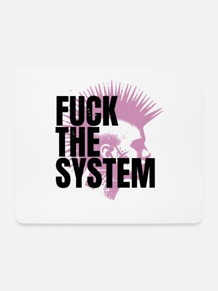 Fuck the System - Mousepad (Querformat) - Weiß