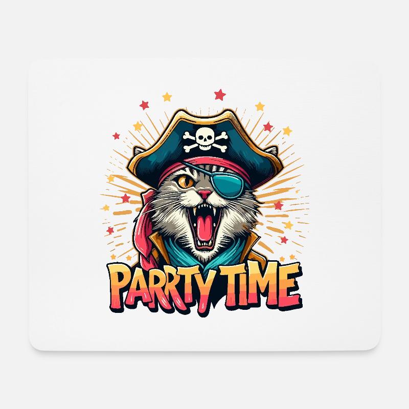 Katze Pirat Karneval Kostüm Köln Alaaf Geburtstag - Mousepad (Querformat) - Weiß