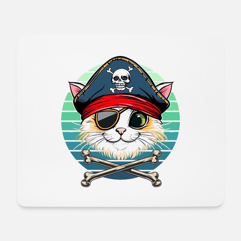 Karneval Katze Pirat Kostüm Kinder Alaaf Helau - Mousepad (Querformat) - Weiß