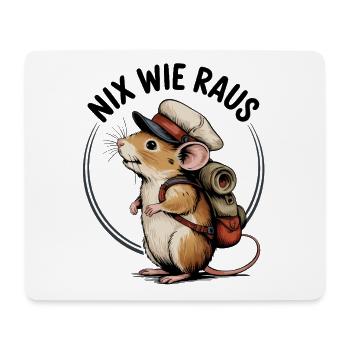 Nix wie weg lustige Maus mit Rucksack geht wandern - Mousepad (Querformat) - Weiß - Vorne