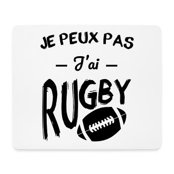 Je peux pas j'ai rugby - Tapis de souris (format paysage) - blanc - Devant