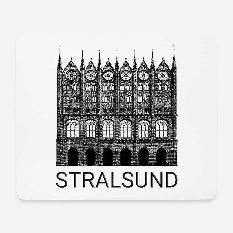Rathaus Stralsund / Backsteingotik - Mousepad (Querformat) - Weiß