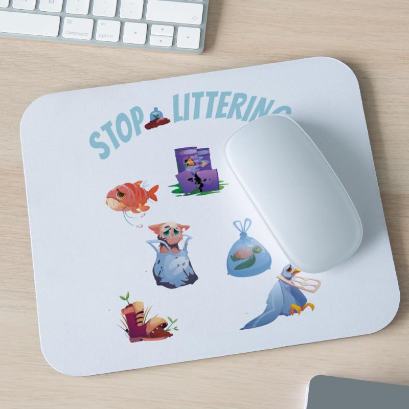 Ferma l'inquinamento da plastica e l'inquinamento da rifiuti nell'ambiente Tappetino per mouse (orizzontale)