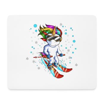 Vacances au ski Voyage Snowboard Licorne Conte de fées - Tapis de souris (format paysage) - blanc - Devant