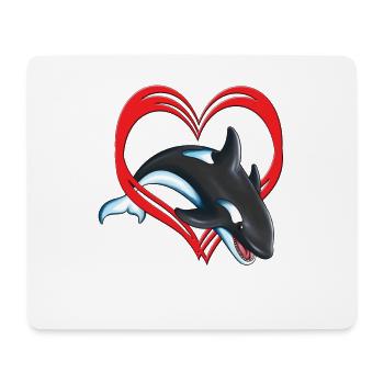 Heart whale jumps out of the water through a heart - Mouse Pad (horizontal) - white - Front