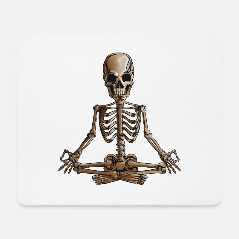 Skelett Meditation Yoga Feiertag Halloween Design - Mousepad (Querformat) - Weiß