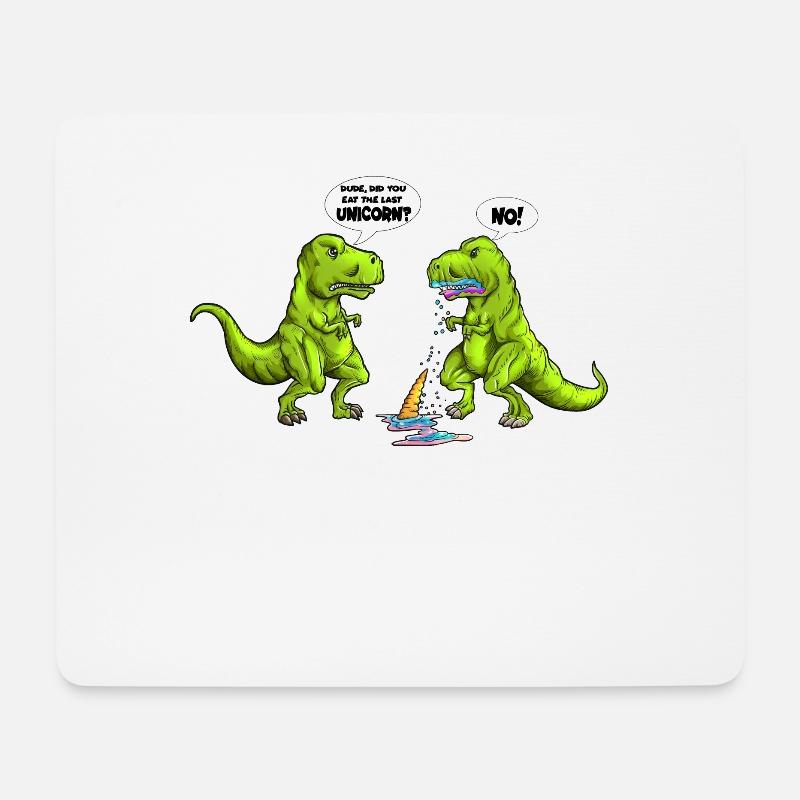 Dinosaurier isst das letzte Einhorn Spaß Witzig - Mousepad (Querformat) - Weiß