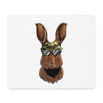 Chasses au lapin Lapin Le chasseur de lapins porte la casquette de chasseur - Tapis de souris (format paysage) - blanc - Devant