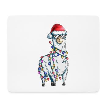 Alpaca Christmas Zoo Lama with Fairy Lights - Mouse Pad (horizontal) - white - Front