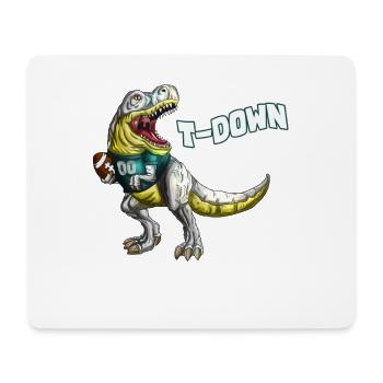 Football Fan Dinosaur Tyrannosaurus Rex T-Down - Mouse Pad (horizontal) - white - Front