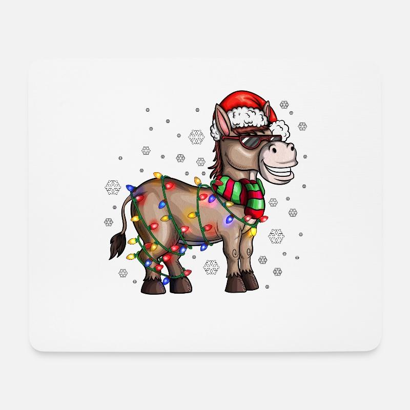 Christmas Esel mit Weihnachtsmütze im Schnee - Mousepad (Querformat) - Weiß