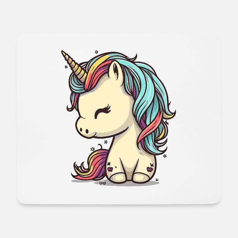 Einhorn Bunt Farben Süß Niedlich Cartoon Comic - Mousepad (Querformat) - Weiß