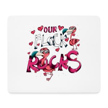 Rosa Flamingo Kostüm Vogel Our Flock Rocks - Mousepad (Querformat) - Weiß - Vorne