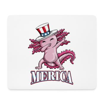 Merica Axolotl Molch mit Zylinder Hut Amerika USA - Mousepad (Querformat) - Weiß - Vorne