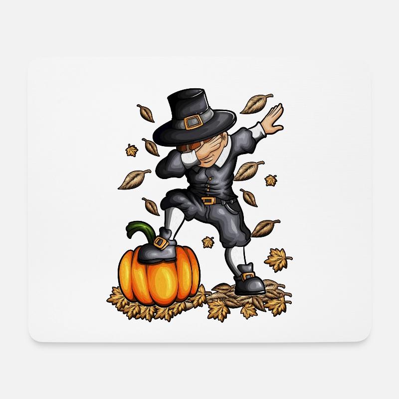 Thanksgiving Junge macht Dab Dabbing Ernte tanzen - Mousepad (Querformat) - Weiß