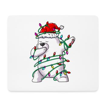 Polar Bear in Fairy Lights Dancing Dab Christmas Costume - Mouse Pad (horizontal) - white - Front