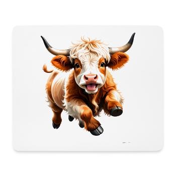 Comic Highland Rind rennt lustig auf dich zu Shirt - Mousepad (Querformat) - Weiß - Vorne