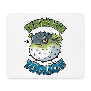 Puffer Fish Partly Deadly Cartoon Comic - Mouse Pad (horizontal) - white - Front