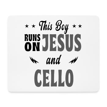 Dieser Junge lebt von Jesus und Cello - Mousepad (Querformat) - Weiß - Vorne