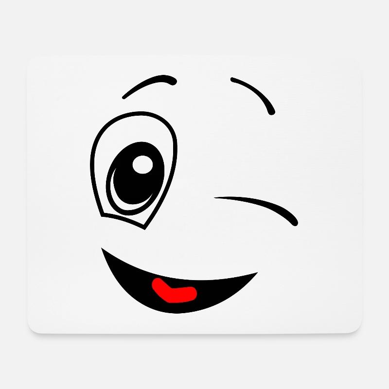 Lustige Zwinkerndes Gesicht Lächeln Fun Geschenk - Mousepad (Querformat) - Weiß