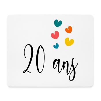 20 ANS. 20e ANNIVERSAIRE. ANNIVERSAIRE 20 ANS. 20 - Tapis de souris (format paysage) - blanc - Devant