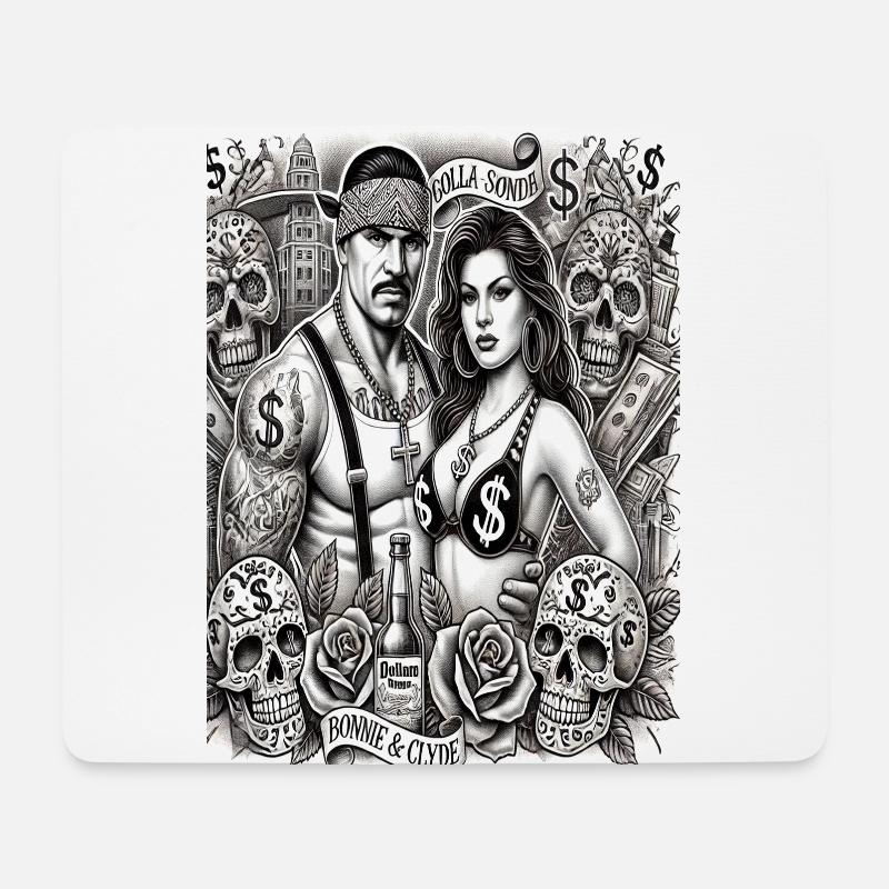 Bonnie und Clyde nach Chicano-Art - Mousepad (Querformat) - Weiß