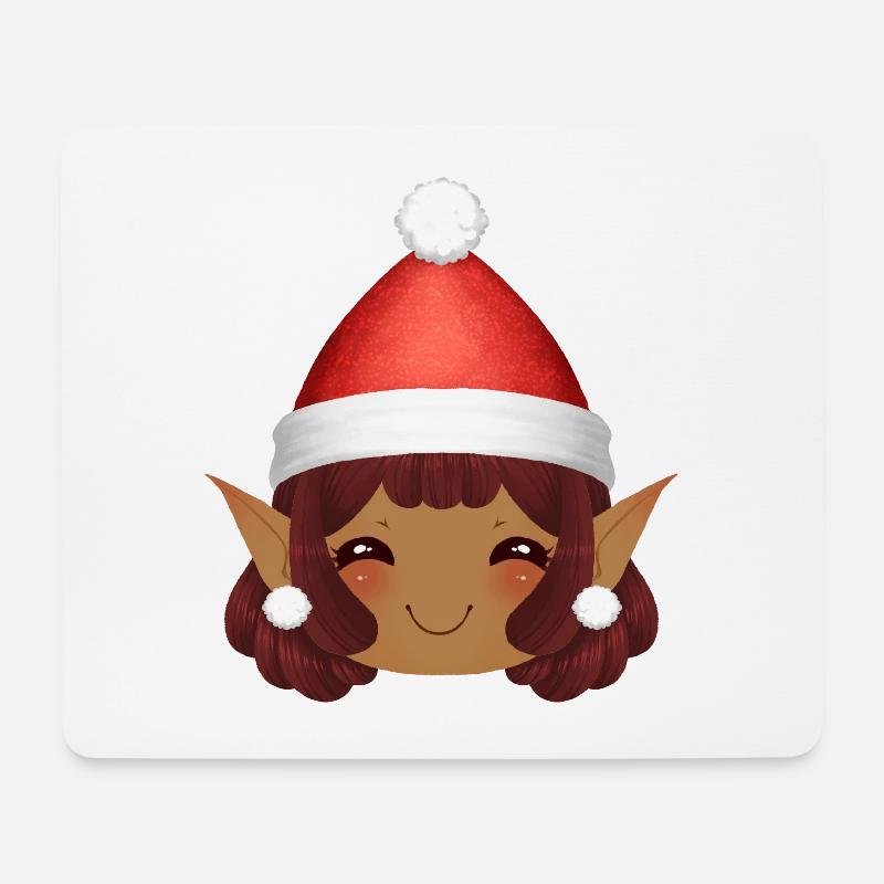 Entzückend Nöel Kobold mit Weihnachtsmannmütze - Mousepad (Querformat) - Weiß