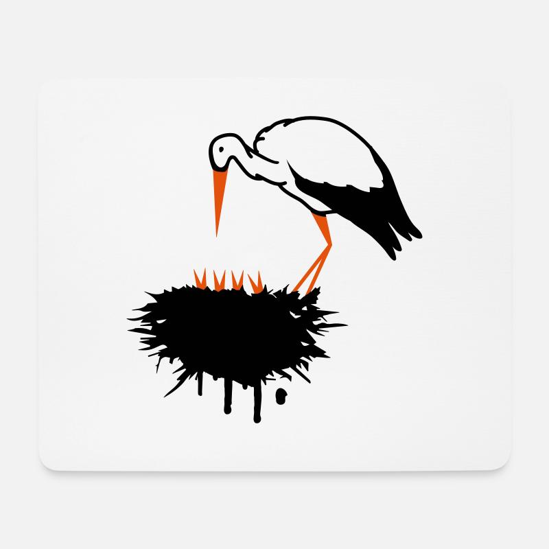 Storch und sein Nest mit Nachwuchs Graffiti - Mousepad (Querformat) - Weiß