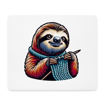 Süßes Faultier Strickt Begeistert Design - Mousepad (Querformat) - Weiß - Vorne