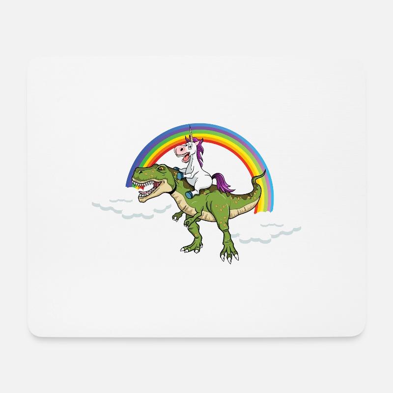 Dinosaure à cheval Licorne - Tapis de souris (format paysage) - blanc