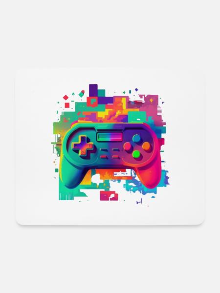 Retro colorful console - Mouse Pad (horizontal) - white