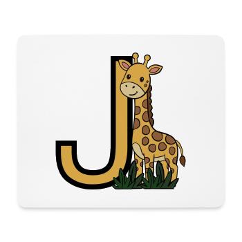 Giraffe Buchstabe J - Mousepad (Querformat) - Weiß - Vorne
