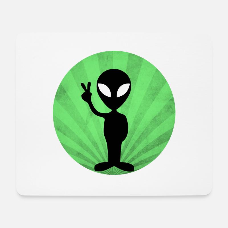 Alien Frieden Peace Außerirdische - Mousepad (Querformat) - Weiß