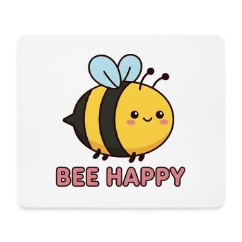 Bee Happy | Cute Kawaii Honey Bee Pun - Mouse Pad (horizontal) - white - Front