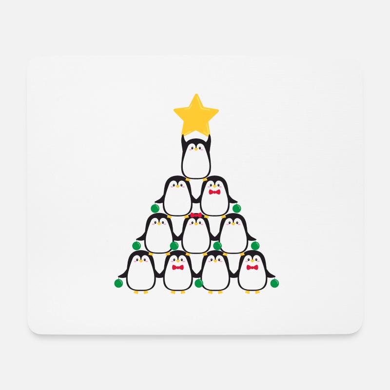 Pinguine Weihnachtsbaum - Mousepad (Querformat) - Weiß