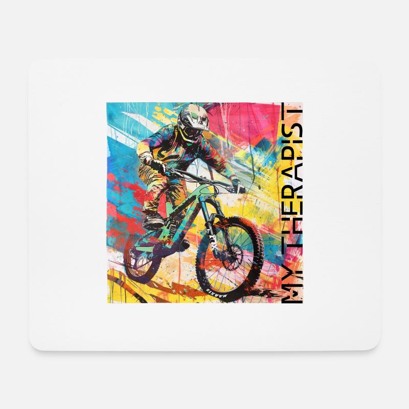 FAHRRAD + RADFAHRER - Mousepad (Querformat) - Weiß