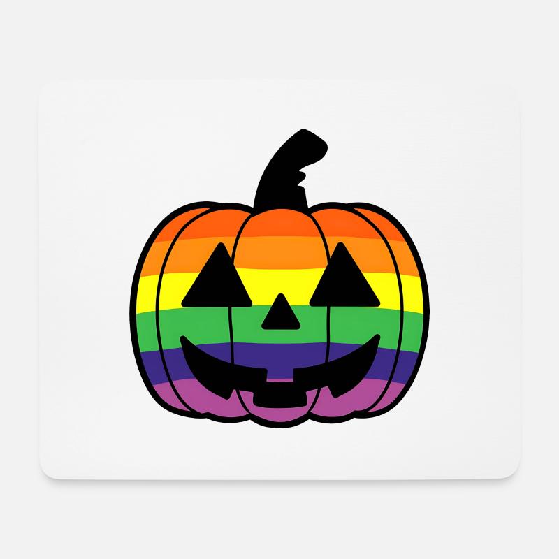 Kürbis Cartoon mit Regenbogen Pride Flagge Farben - Mousepad (Querformat) - Weiß