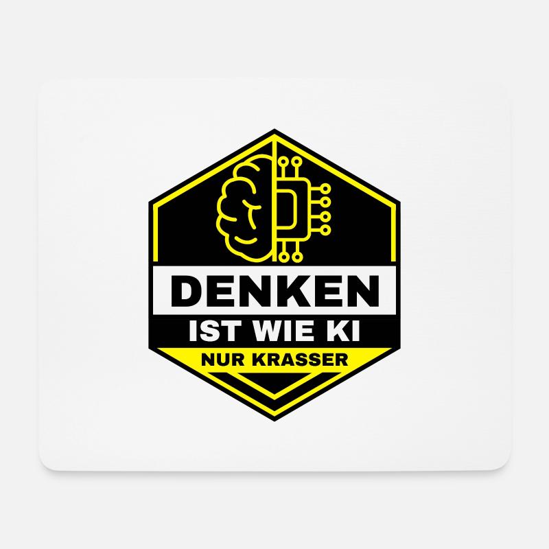 Denken ist wie KI – nur krasser - Mousepad (Querformat) - Weiß