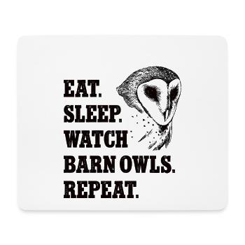 Schleiereule Eat Sleep Repeat Shirt Eulenliebhaber - Mousepad (Querformat) - Weiß - Vorne