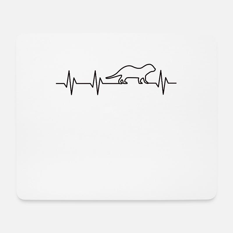 Fischotter Herzschlag Otter Heartbeat Geschenk - Mousepad (Querformat) - Weiß