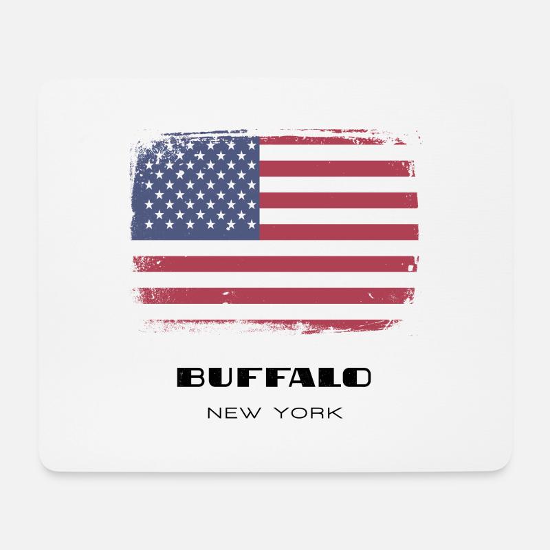 Buffalo, New York, États-Unis - Tapis de souris (format paysage) - blanc