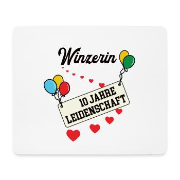 Winzerin Jubiläum 10 Jahre 10. jähriges Jubi Wein - Mousepad (Querformat) - Weiß - Vorne
