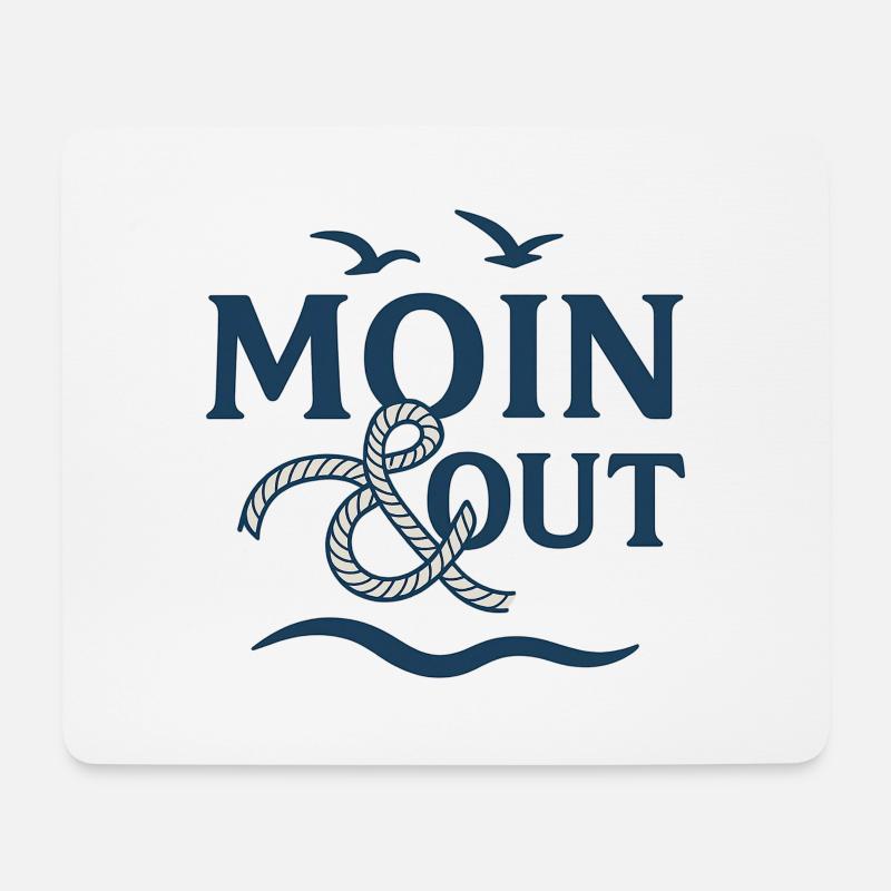 Moin & Out Nautik Logo - Mousepad (Querformat) - Weiß